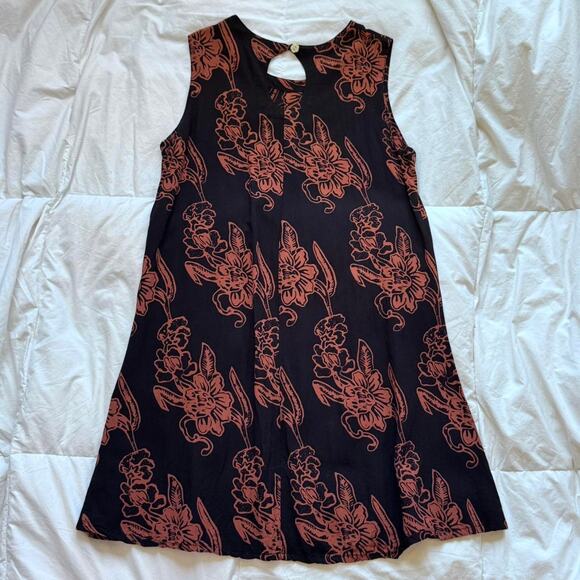 Bali Batik y2k 90s Floral sleeveless shift dress beaded resort dark fairy boho - Picture 5 of 8